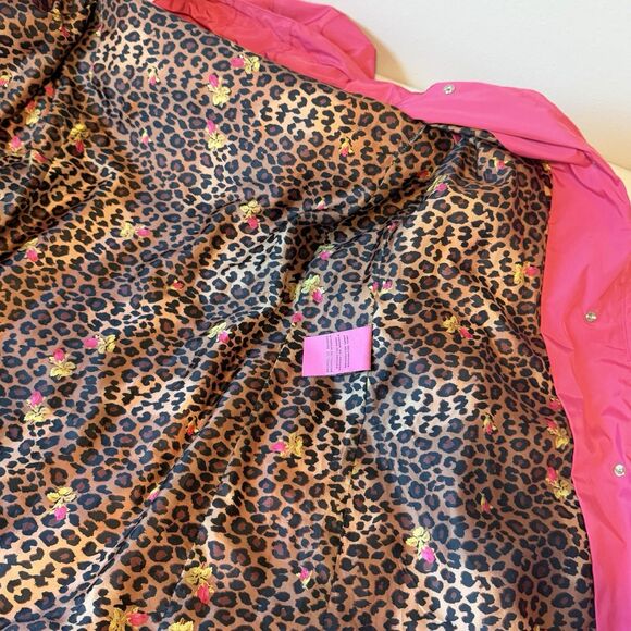 Betsey Johnson Pink Raincoat Anorak Jacket Hooded Drawstring Zip Cinched Waist - Picture 11 of 13